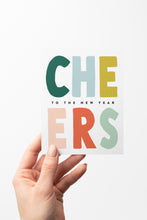 Load image into Gallery viewer, Colorful CHEERS to the New Year Hand-Lettered Cards - Boxed Set of 8 Cards