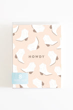 Load image into Gallery viewer, "Howdy" Pink & White Cowboy Boots Pattern - Boxed Set of 8 Cards