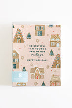 Load image into Gallery viewer, Gingerbread Village Holiday Thank You Boxed Set of 8 Cards