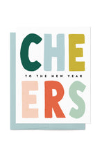 Load image into Gallery viewer, Colorful CHEERS to the New Year Hand-Lettered Cards - Boxed Set of 8 Cards