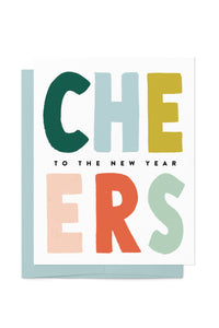 Colorful CHEERS to the New Year Hand-Lettered Cards - Boxed Set of 8 Cards