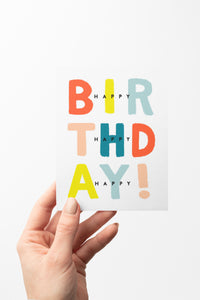 Colorful 3x Happy Birthday Card