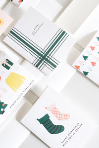 Green & White Gift Christmas Card