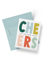 Load image into Gallery viewer, Colorful CHEERS to the New Year Hand-Lettered Cards - Boxed Set of 8 Cards