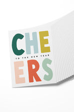 Load image into Gallery viewer, Colorful CHEERS to the New Year Hand-Lettered Cards - Boxed Set of 8 Cards