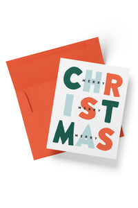 Colorful Hand-Lettered 3x Merry Christmas Cards Boxed Set of 8 Cards