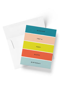 Colorful Stripes Very Happy Birthday Card