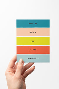 Colorful Stripes Very Happy Birthday Card