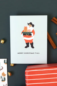 Cowboy Santa Greeting Card Merry Christmas Y'all Card