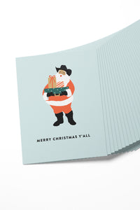 Cowboy Santa Merry Christmas Y'all Boxed Set of 8 Cards