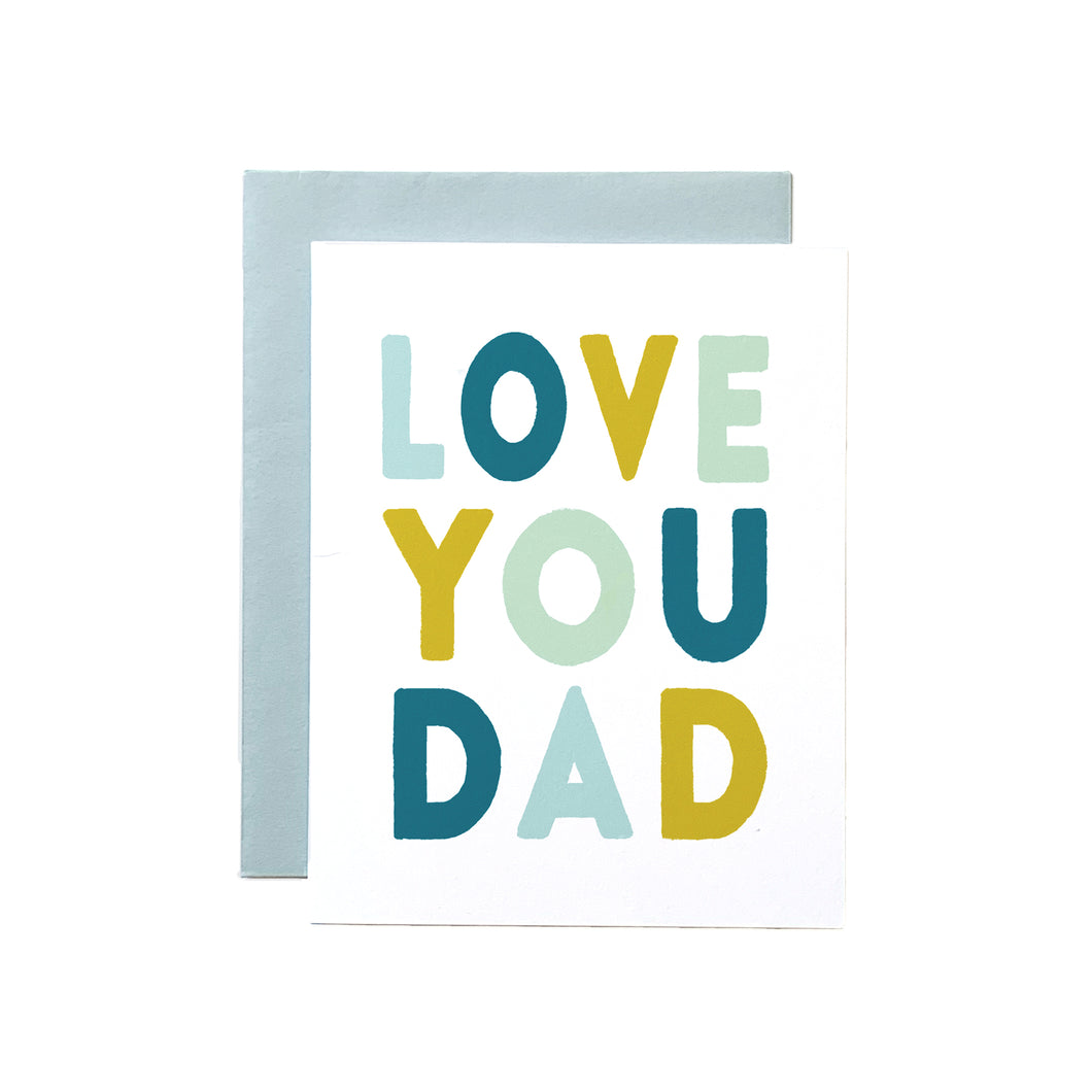 'LOVE YOU DAD' Colorful, Hand-Lettered Card