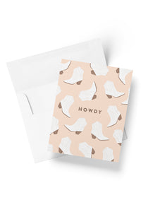 Pink and White Cowboy Boots 'Howdy' Card