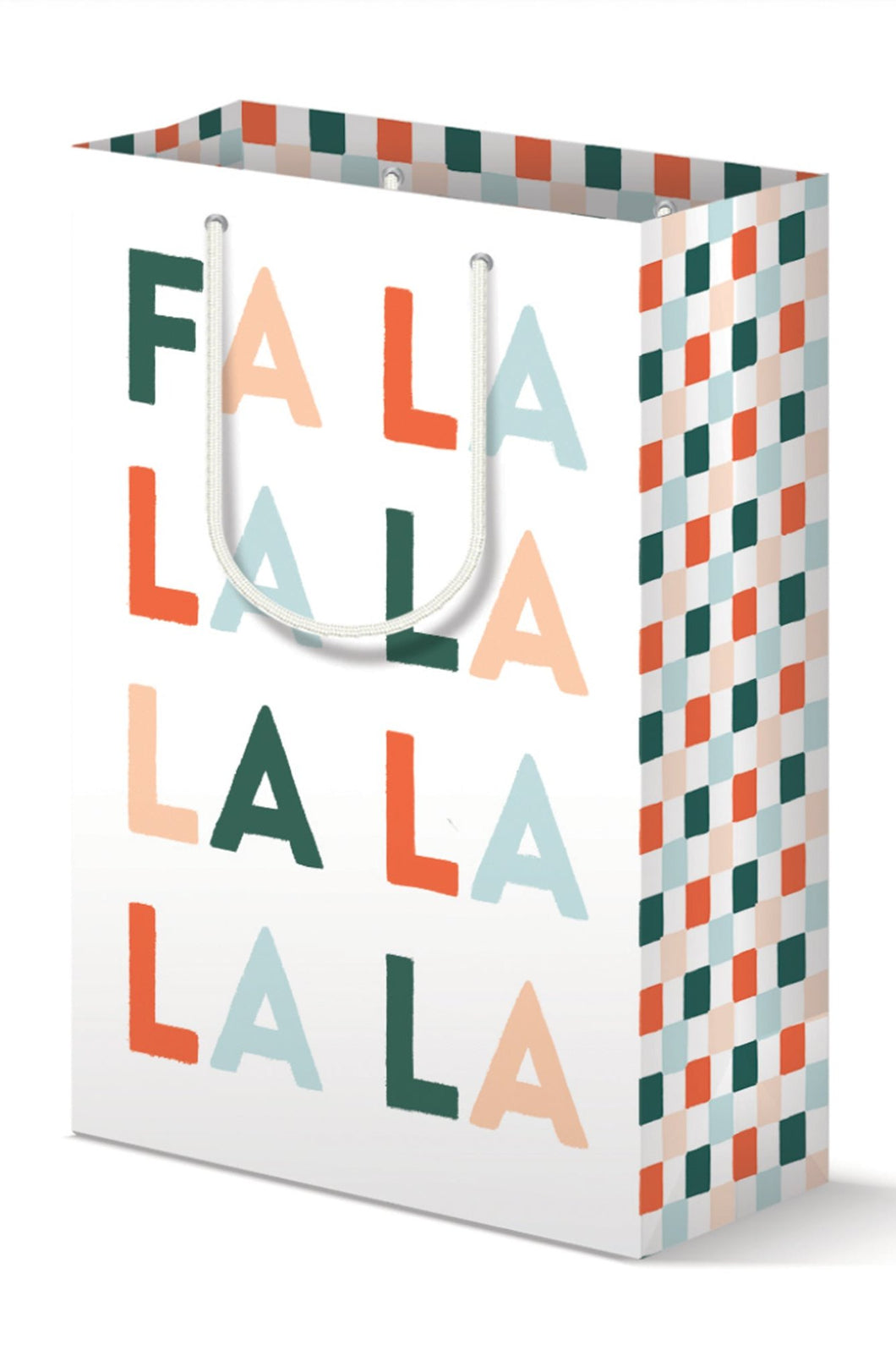 FA LA LA & Checkered Holiday Gift Bag