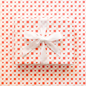 Heart Checkered Pattern Wrapping Paper