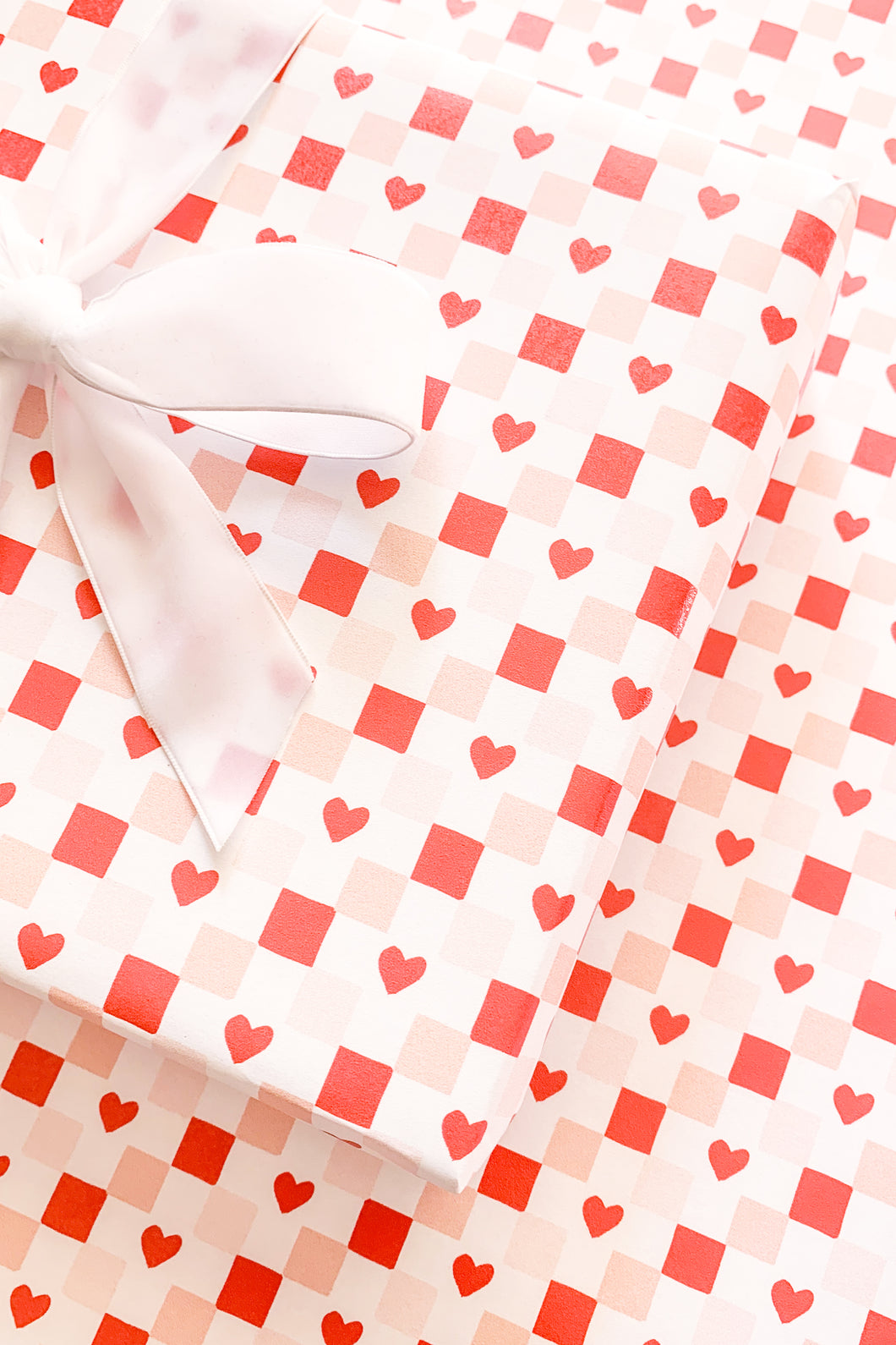 Heart Checkered Pattern Wrapping Paper