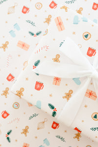 Illustrated Pink Holiday Pattern Wrapping Paper