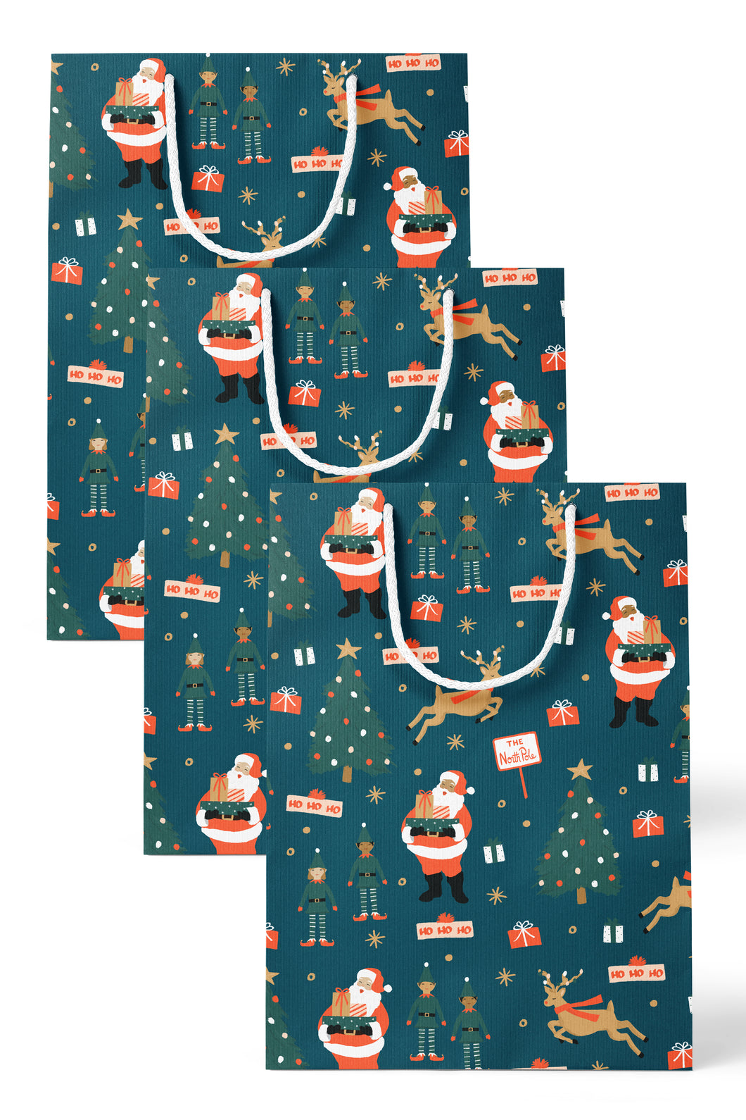 Santa, North Pole Magic Gift Bag Set of 3