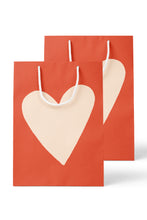 Load image into Gallery viewer, Two-Tone Big Heart, Valentine&#39;s Gift Bag Set of 2 - Reusable