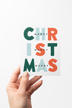 Load image into Gallery viewer, Colorful Hand-Lettered 3x Merry Christmas Cards Boxed Set of 8 Cards