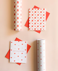 Heart Checkered Pattern Wrapping Paper