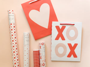 XOXO & Checkered Valentine's Gift Bag Set of 2, Reusable