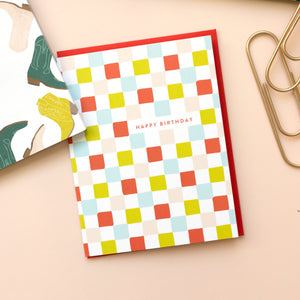 Colorful Checkered Birthday Card