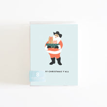 Load image into Gallery viewer, Cowboy Santa Merry Christmas Y&#39;all Cards - Boxed Set of 8 Cards