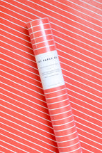 Load image into Gallery viewer, White on Red Stripes Holiday Wrapping Paper Roll