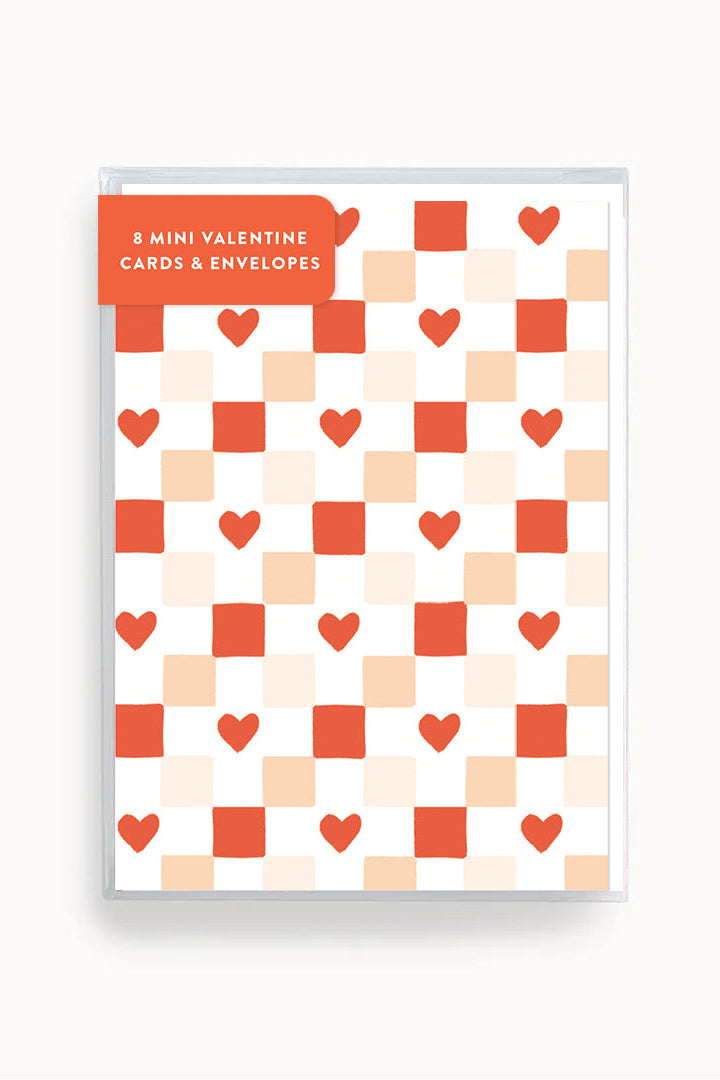 Basic Card Checkered Pattern Checkered Pattern Mini Valentine Cards Folded (Set of 8) – Joy Paper Co.