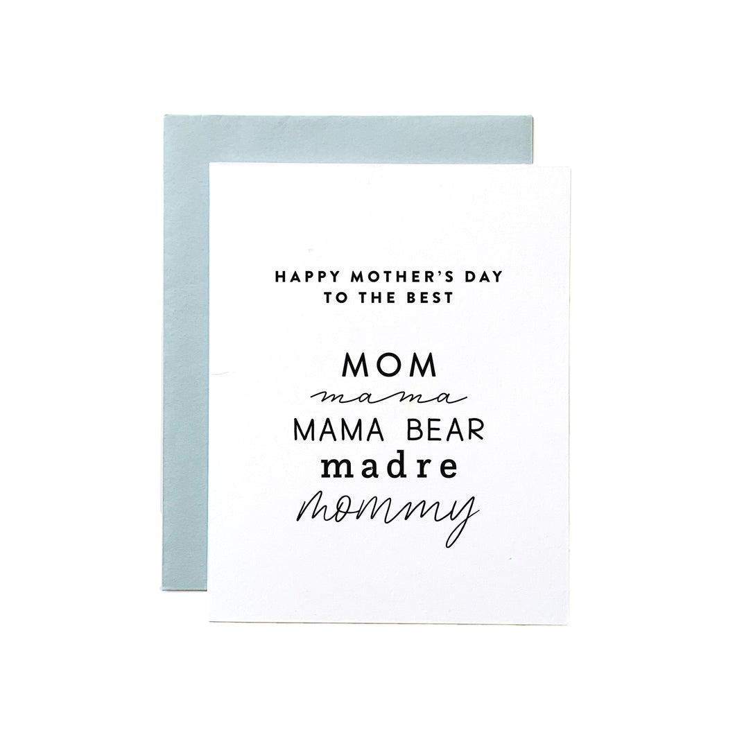 Mom, Mama... Mother's Day Card