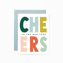 Load image into Gallery viewer, Colorful CHEERS to the New Year Hand-Lettered Cards - Boxed Set of 8 Cards