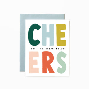 Colorful CHEERS to the New Year Hand-Lettered Cards - Boxed Set of 8 Cards