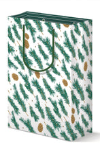 Load image into Gallery viewer, Pine Pattern Holiday Gift Bag &amp; Card Set