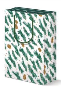 Pine Pattern Holiday Gift Bag & Card Set