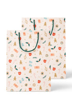 Load image into Gallery viewer, Pink Holiday Pattern Gift Bag Set of 2