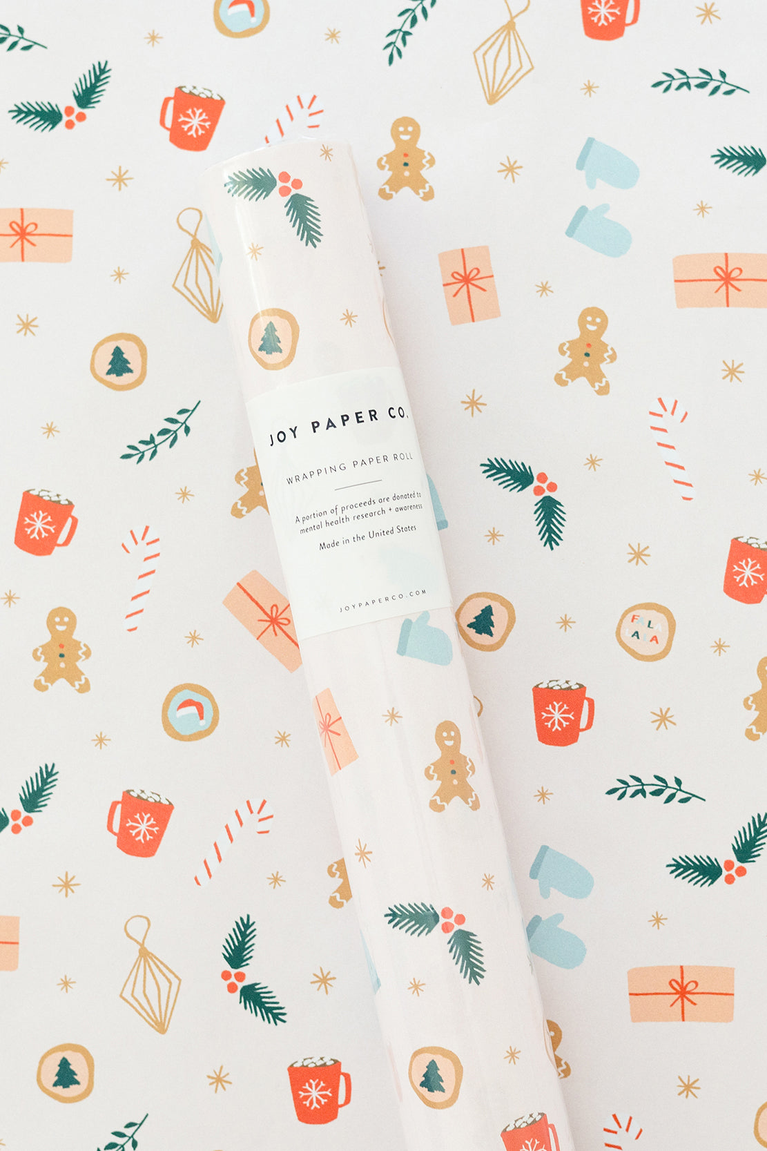 Illustrated Pink Holiday Pattern Wrapping Paper