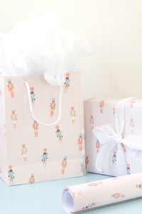 Pinkmas Nutcracker Holiday Pattern Gift Bag