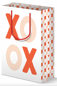 XOXO & Checkered Valentine's Gift Bag Set of 2, Reusable