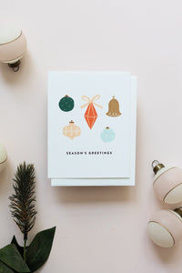 Season's Greeting Holiday Ornaments Card