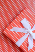 Load image into Gallery viewer, White on Red Stripes Holiday Wrapping Paper Roll