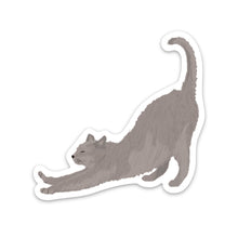 Load image into Gallery viewer, Stretching Gray Cat Sticker
