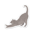 Stretching Gray Cat Sticker