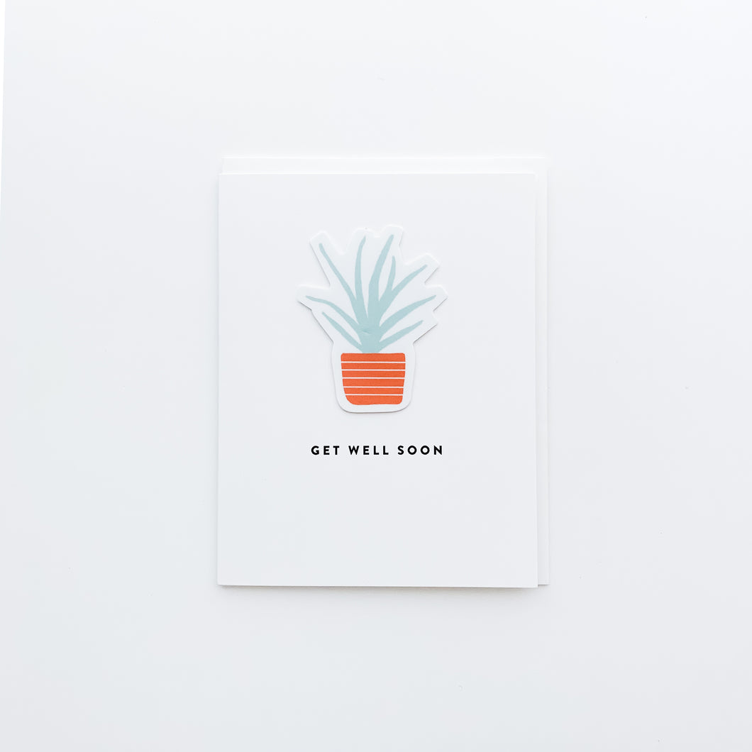 Get Well Soon Plant Sticker Card