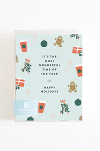 Most Wonderful Time of the Year Illustrated Holiday Boxed Set of 8 Cards